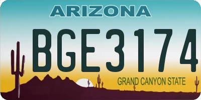 AZ license plate BGE3174