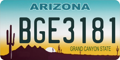 AZ license plate BGE3181
