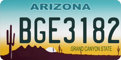 AZ license plate BGE3182