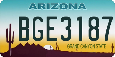 AZ license plate BGE3187