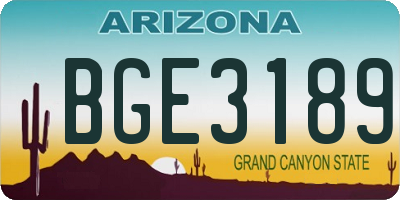 AZ license plate BGE3189