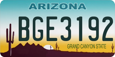 AZ license plate BGE3192
