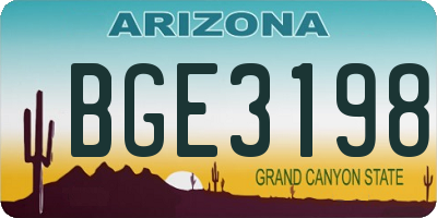 AZ license plate BGE3198