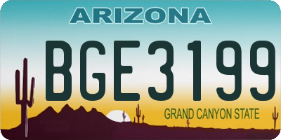 AZ license plate BGE3199