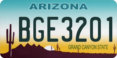 AZ license plate BGE3201