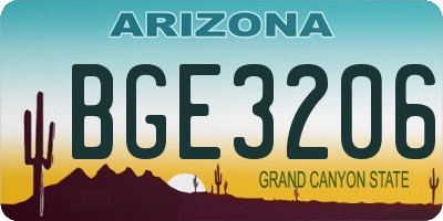 AZ license plate BGE3206