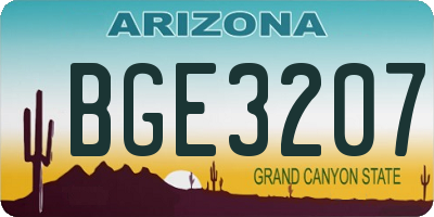 AZ license plate BGE3207