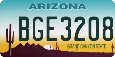AZ license plate BGE3208