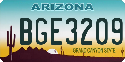 AZ license plate BGE3209