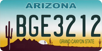 AZ license plate BGE3212