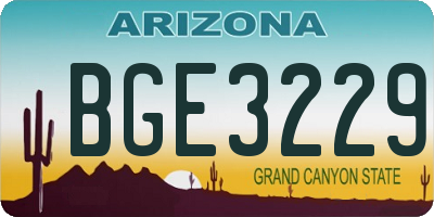 AZ license plate BGE3229