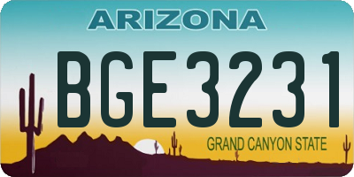 AZ license plate BGE3231
