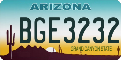 AZ license plate BGE3232