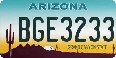 AZ license plate BGE3233