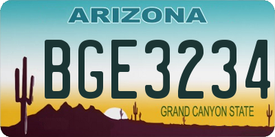 AZ license plate BGE3234