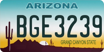 AZ license plate BGE3239