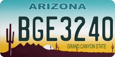 AZ license plate BGE3240