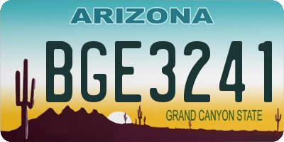 AZ license plate BGE3241