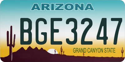 AZ license plate BGE3247