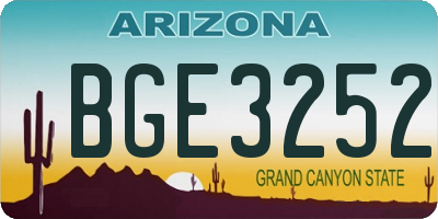 AZ license plate BGE3252