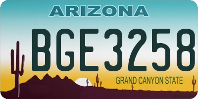 AZ license plate BGE3258