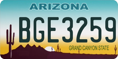 AZ license plate BGE3259