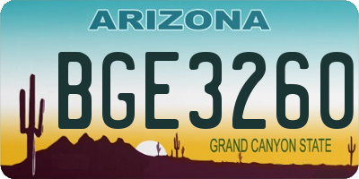 AZ license plate BGE3260