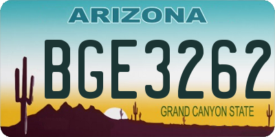 AZ license plate BGE3262
