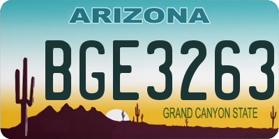 AZ license plate BGE3263