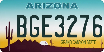 AZ license plate BGE3276