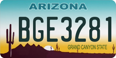 AZ license plate BGE3281