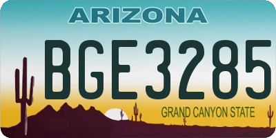 AZ license plate BGE3285