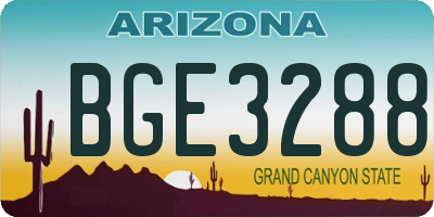 AZ license plate BGE3288