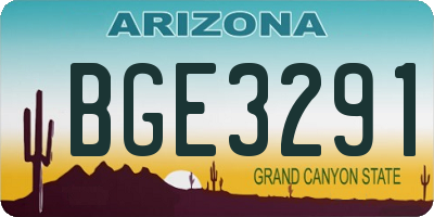 AZ license plate BGE3291