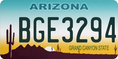 AZ license plate BGE3294