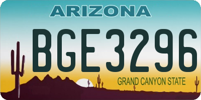 AZ license plate BGE3296