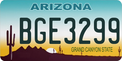 AZ license plate BGE3299