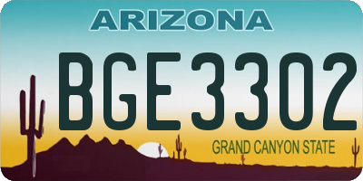 AZ license plate BGE3302