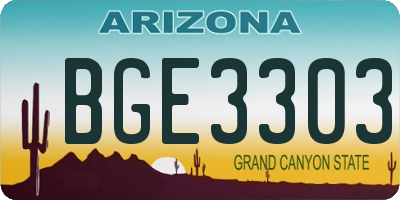 AZ license plate BGE3303