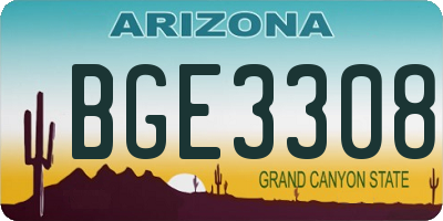 AZ license plate BGE3308