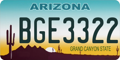 AZ license plate BGE3322