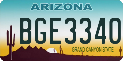 AZ license plate BGE3340