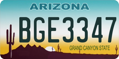 AZ license plate BGE3347