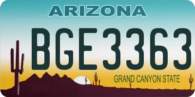 AZ license plate BGE3363