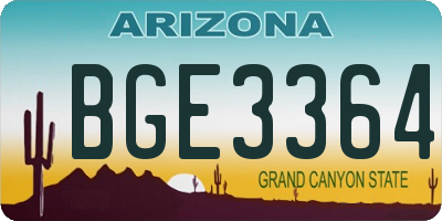 AZ license plate BGE3364