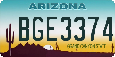 AZ license plate BGE3374