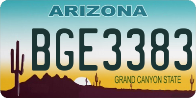 AZ license plate BGE3383