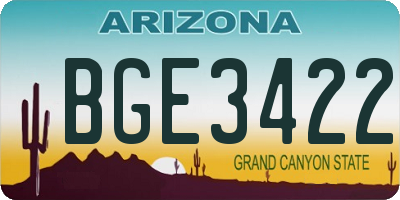 AZ license plate BGE3422