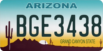 AZ license plate BGE3438