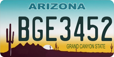 AZ license plate BGE3452